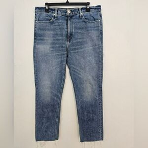 rag & bone FARRAH Classic Blue Straight Jeans Size 32 Raw Hem